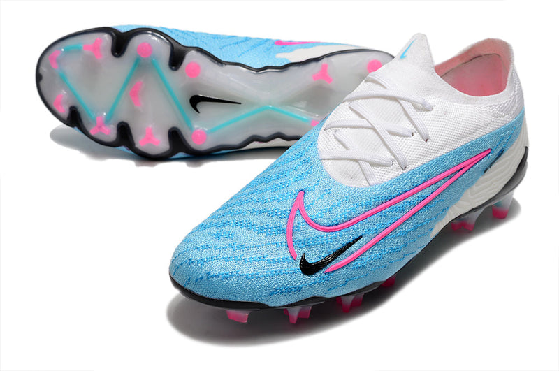 Chuteira Campo Nike Phantom GX Elite FG Azul e Branca "Blast Pack"