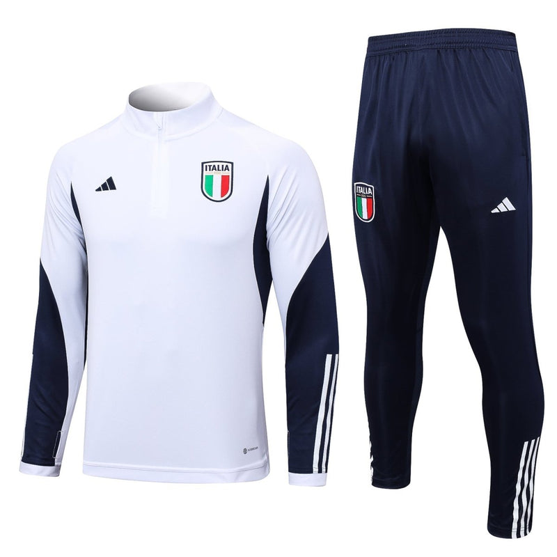 Conjunto Itália Adidas 2023/2024 - BRANCA & AZUL ESCURA