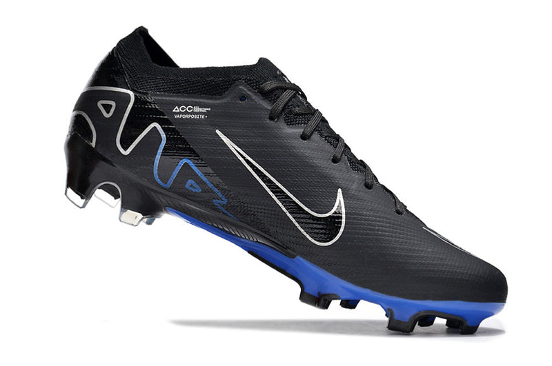 Chuteira Infantil Campo Nike Air Zoom Mercurial Vapor 15 Elite FG Preta e Azul "Shadow Pack"