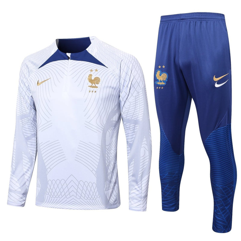 Conjunto França Nike 2022/2023 - BRANCA & AZUL ESCURA