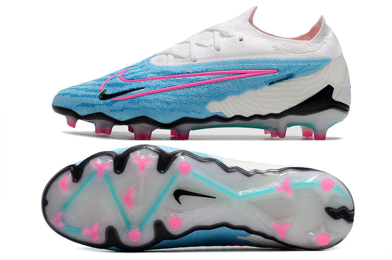 Chuteira Campo Nike Phantom GX Elite FG Azul e Branca "Blast Pack"